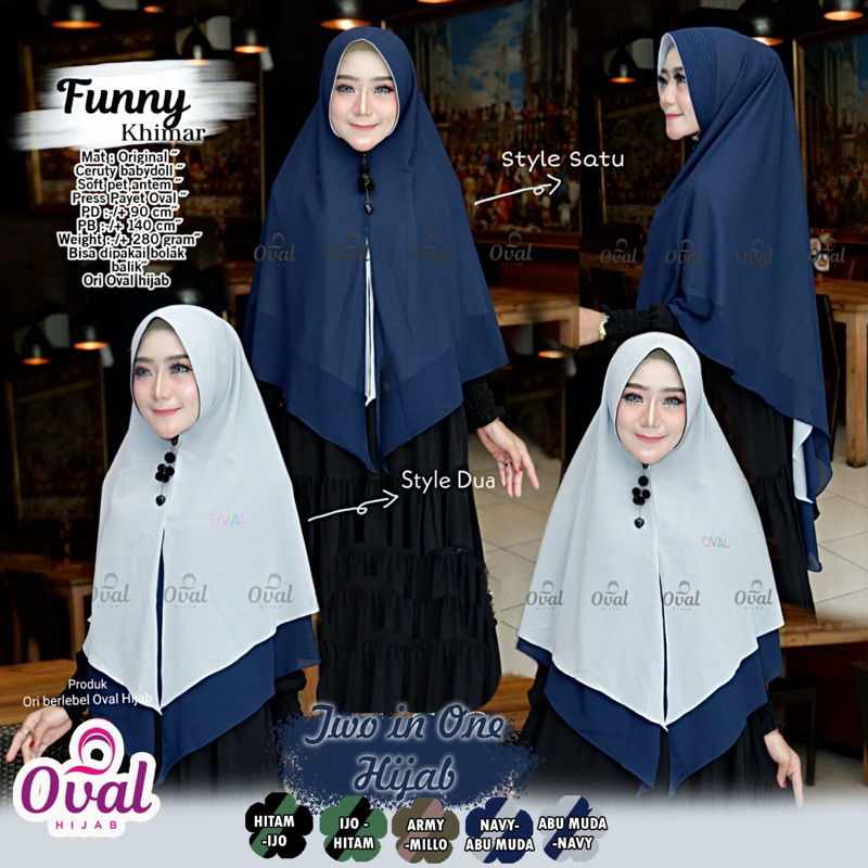 Funny Khimar Original Oval Hijab Khimar Ceruty Babydoll Hijab Ceruty Oval