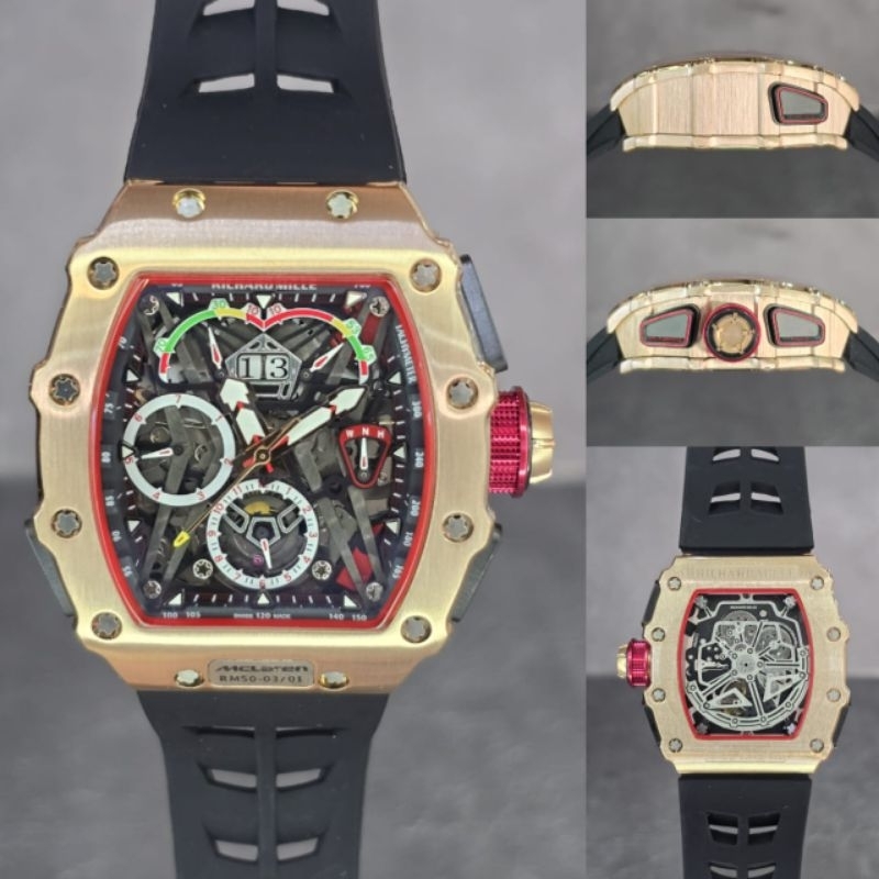 Jam tangan Automatic RM McLaren 50-03 Stainless steel / Carbon Rubber Nilon strap include box