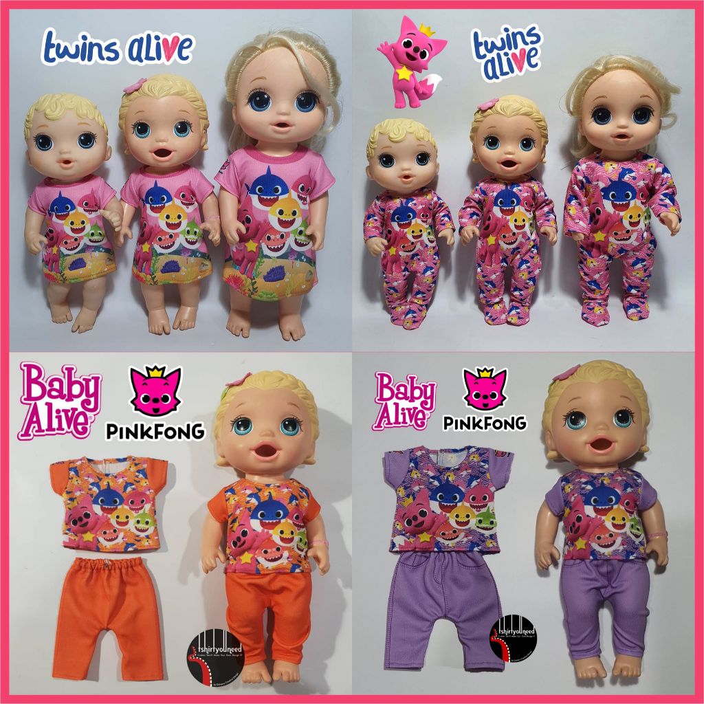 PreOrder  Baju Boneka Baby Alive Animator MellChan Baby Shark PinkFong