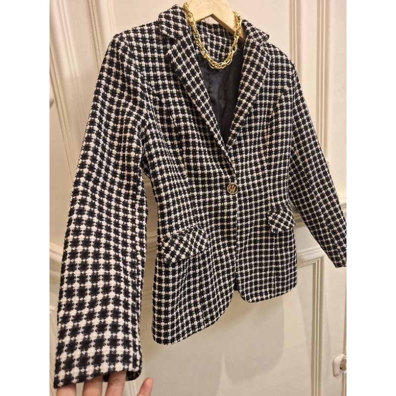 Blazer wanita Jas wanita kotak Premium