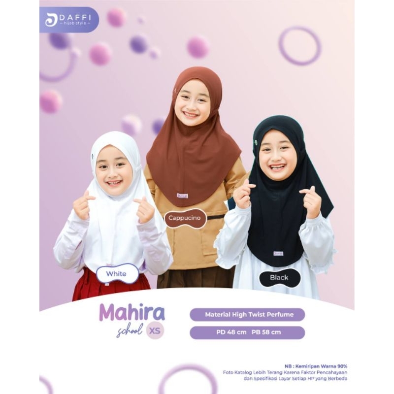Mahira School XS S M Daffi Hijab Terbaru Ori Bergo Instan Jersey Premium Non Pad Tali Belakang Untuk
