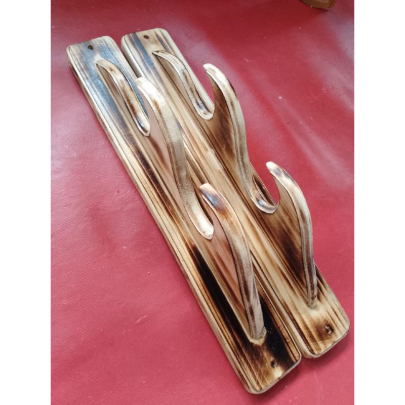 stand rak penyimpanan dudukan penyimpanan katana/joran pancing 2 susun untuk di tempel di dinding