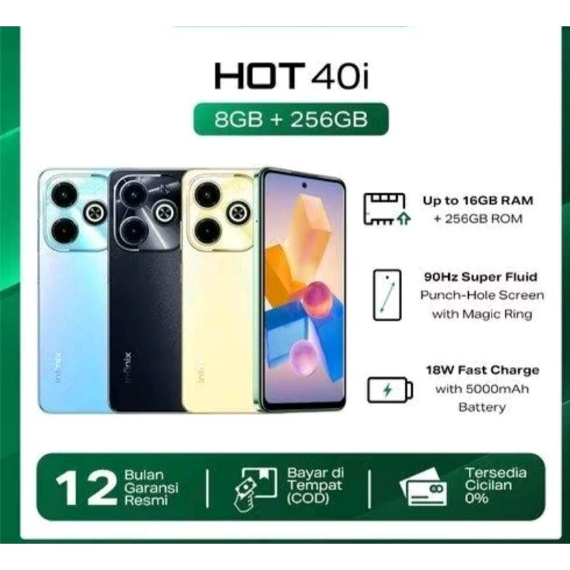 HP INFINIX HOT 40i Ram 8+8/256 NEW GARANSI RESMI 1TH