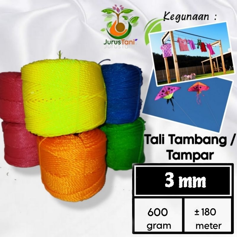 

Tali Tambang/Tampar ukuran 3mm, berat 600 gram dan panjang ±180 meter