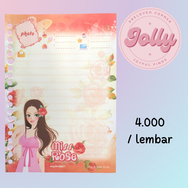 

Isi Binder / Loose Leaf Harvest A5 Edisi Miss Flower no 01-04 ( Miss Rose )
