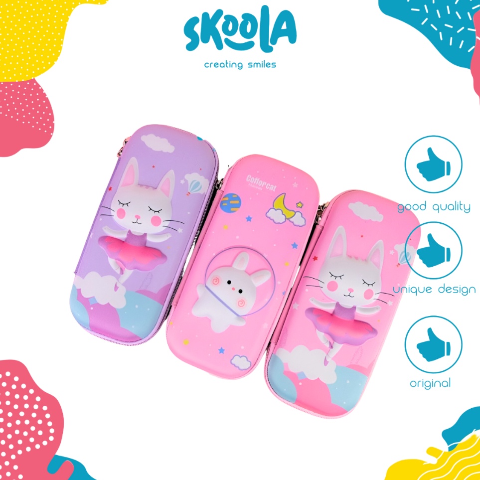 

Surprise Skoola Tempat Pensil Anak Perempuan Hardtop 3D Lucu Unicorn Rabbit Cat Tepen