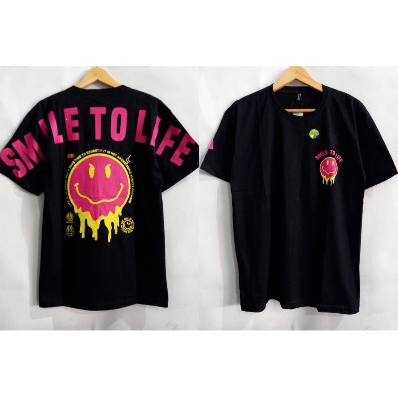 Kaos Tshirt Atasan Pria Katun Size L Hitam Terbaru 2024 Smile To Life