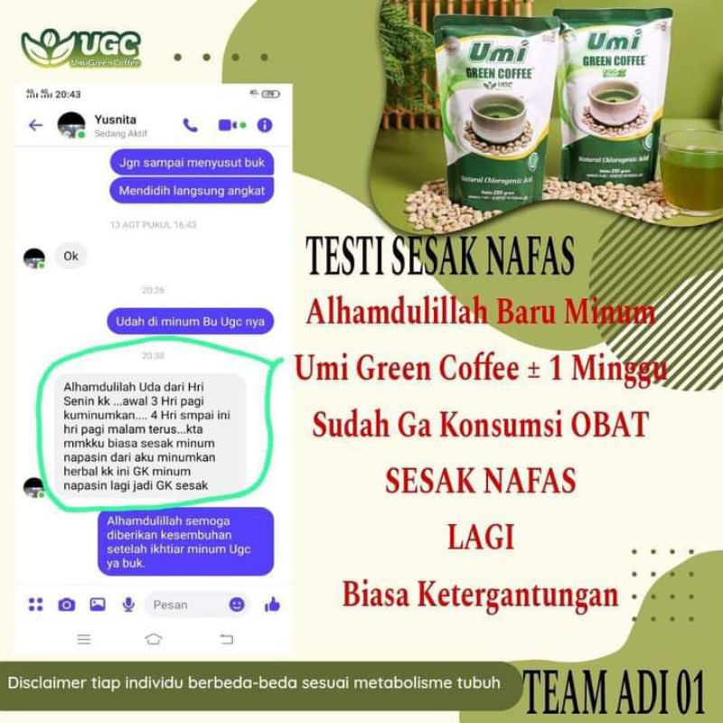 Umi Green Coffee Original 250 gram BPOM