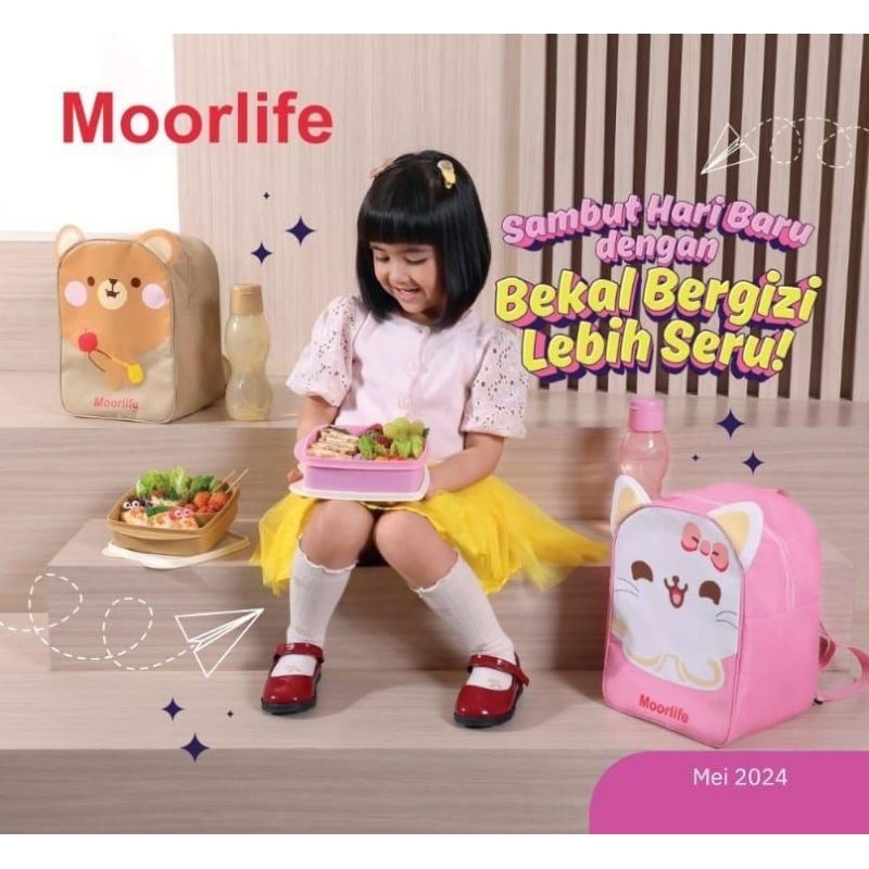 Moorlife - Tas Bekal Set Tempat Bekal Teddy Lunch Set & Kitty Lunch set
