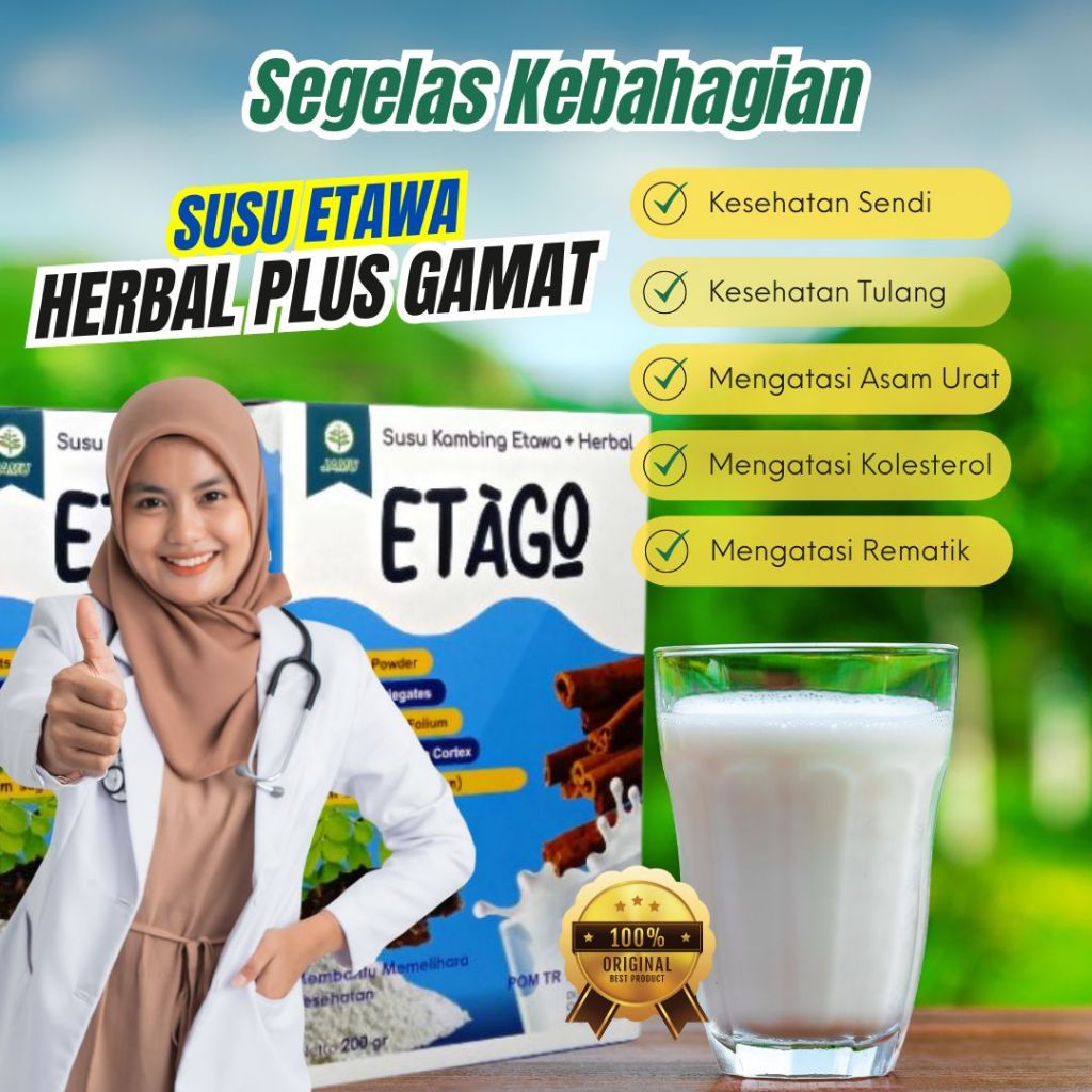 

ETAGO SUSU KAMBING ETAWA & KOLAGEN PLUS HERBAL SEHAT UNTUK TULANG & SENDI HALAL & SUDAH BPOM