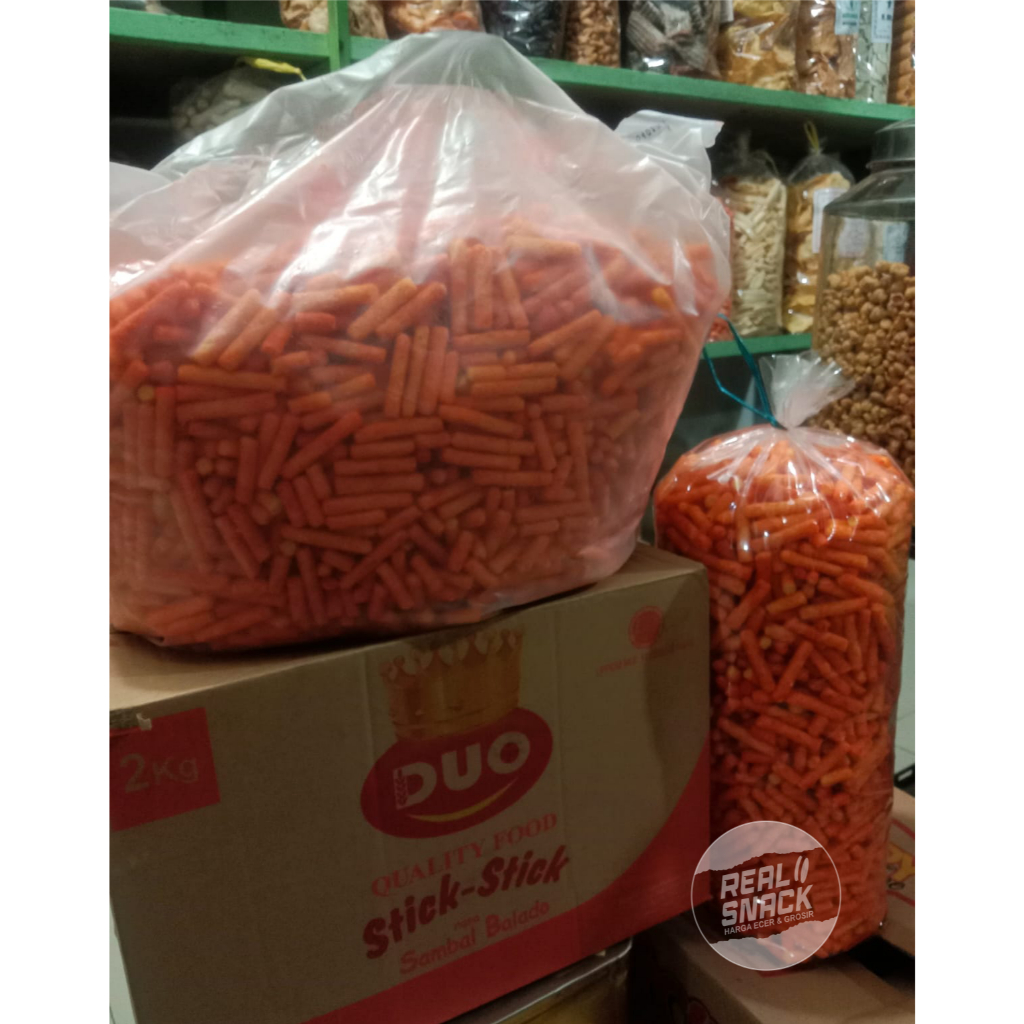 

STIK STICK DUO RASA SAMBAL BALADO SNACK KILOAN 1KG HARGA ECER