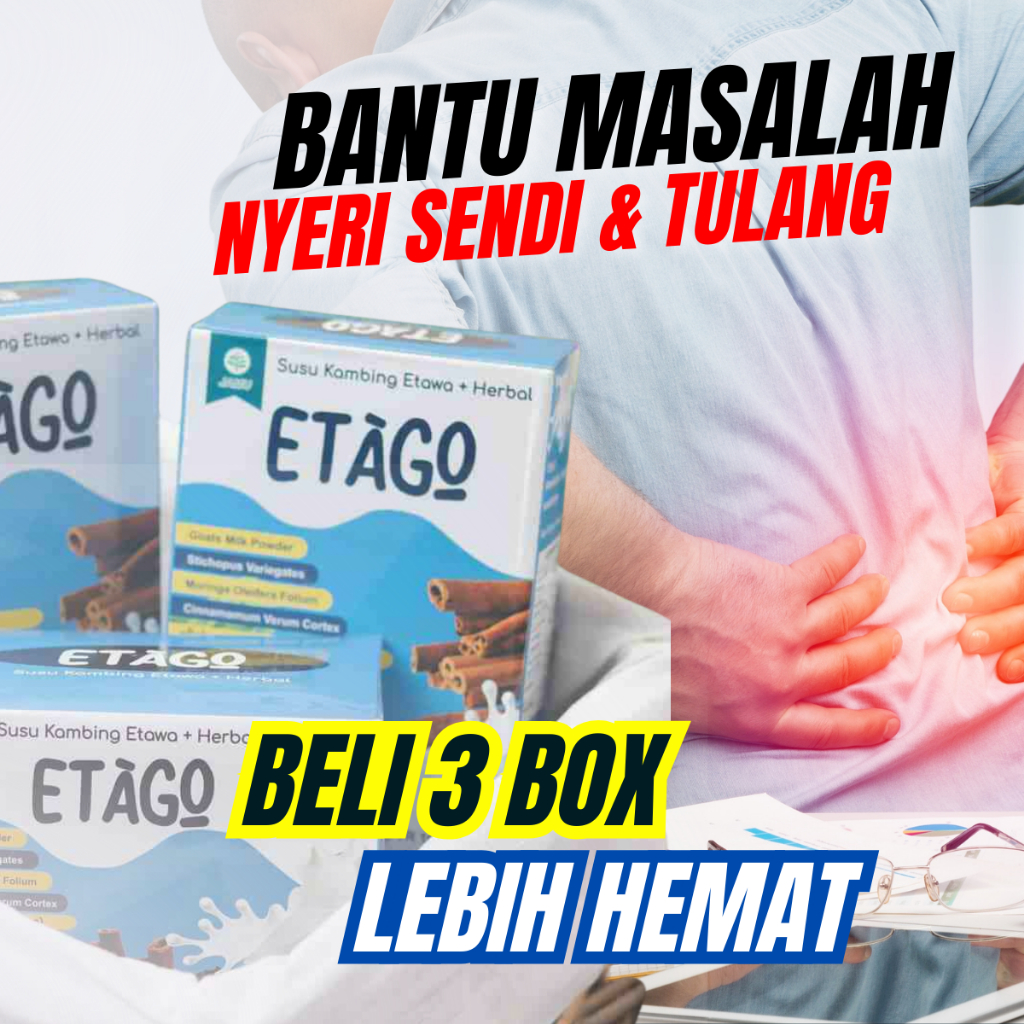 

PAKET PROMO 3 BOX ETAGO SUSU KAMBING ETAWA & KOLAGEN PLUS HERBAL SEHAT UNTUK TULANG & SENDI