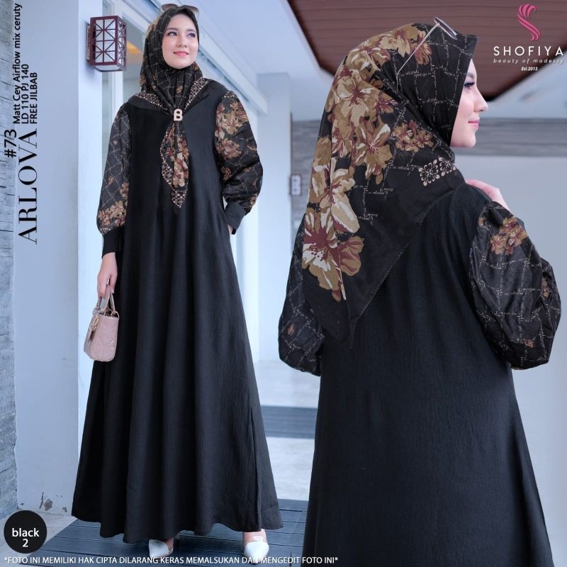 COD NEW 28 MAY | ARLOVA SET HIJAB DRESS ORI SHOFIYA LABEL dress hijab setelan motif polos bunga free