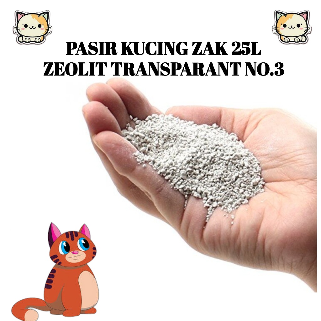 Pasir Kucing Zeolit Transparan No.3 Zak 20kg 25L Zeolid Kristal 25 L
