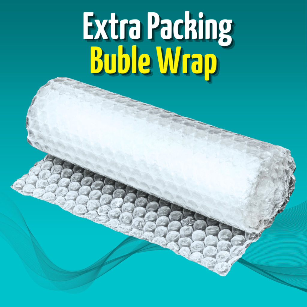 

extra packing buble wrap dan kayu