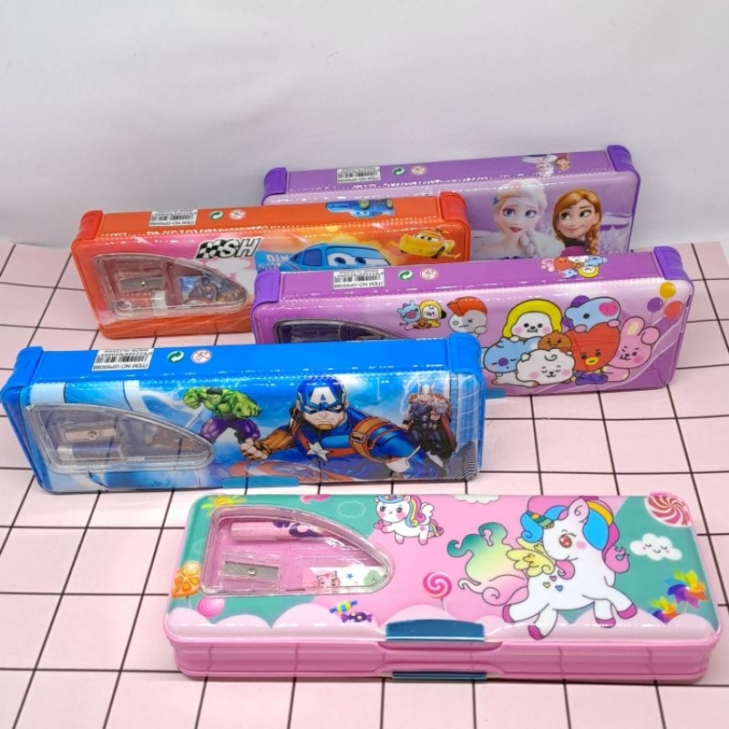 

Alat Tulis Stationary Set dengan Kotak Pensil Case Magnet Motif Unicorn, BT21, Avengers Marvel, Cars, Frozen Lucu Aesthetic