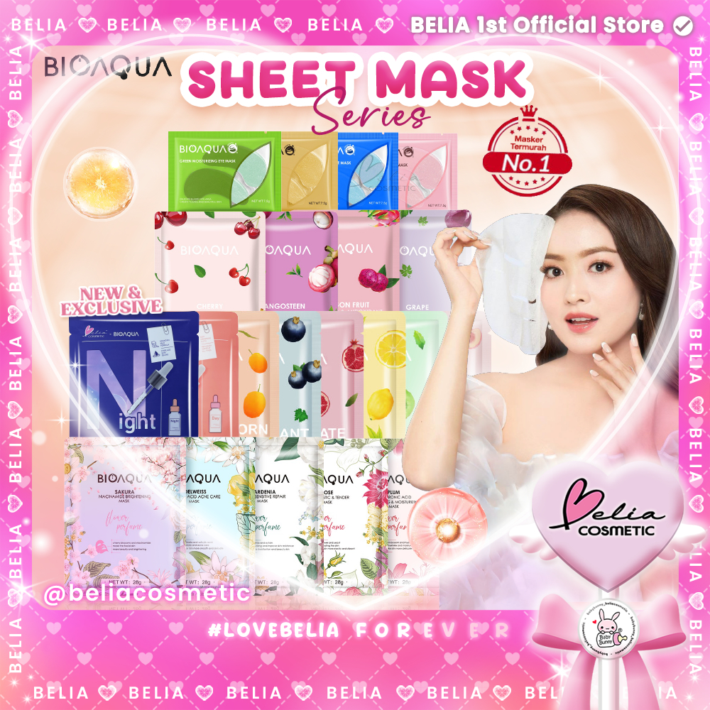 ❤ BELIA ❤ BIOAQUA Sheet Mask Master Series Plant Flowers Fruit | Eye Facial Mask | Masker Wajah