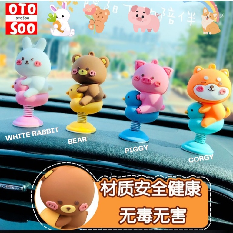 Otosoo Pajangan Dashboard Goyang Piggy, Corgy,Bear,Rabbit- Pajangan Dashboard kepala Goyang-PAJANGAN