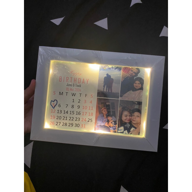 cetak foto + bingkai dan lampu led
