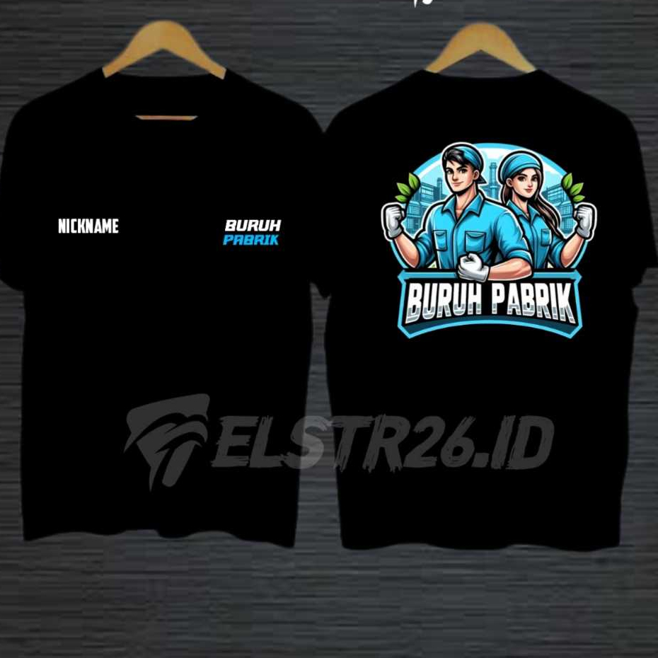 KAOS BURUH PABRIK TERBARU BISA TAMBAH NAMA,LOGO,FOTO DLL