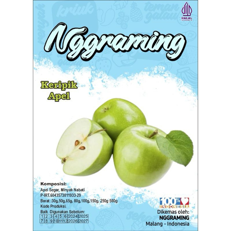 

Nggraming keripik apel kemasan icip-icip 50gr