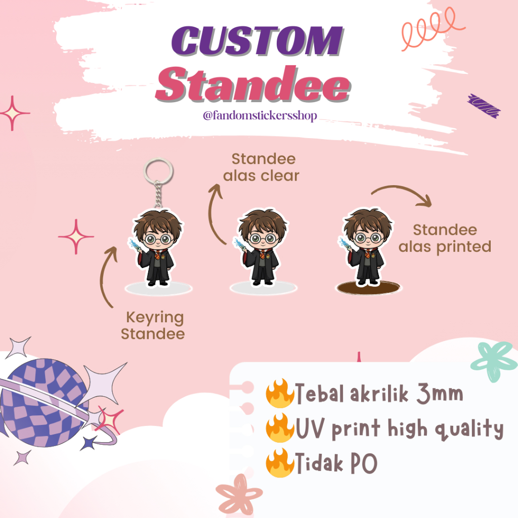 Custom STANDEE 15CM Acrylic Keychain | Akrilik UV Print | Anime | Kpop | 3mm