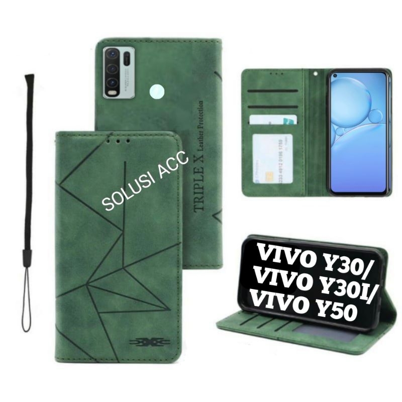 PROMO CASE HP VIVO Y30 (1938), Y30I (2019), Y50 (1935) FLIP COVER LEATHER CASE DOMPET KULIT MAGNET