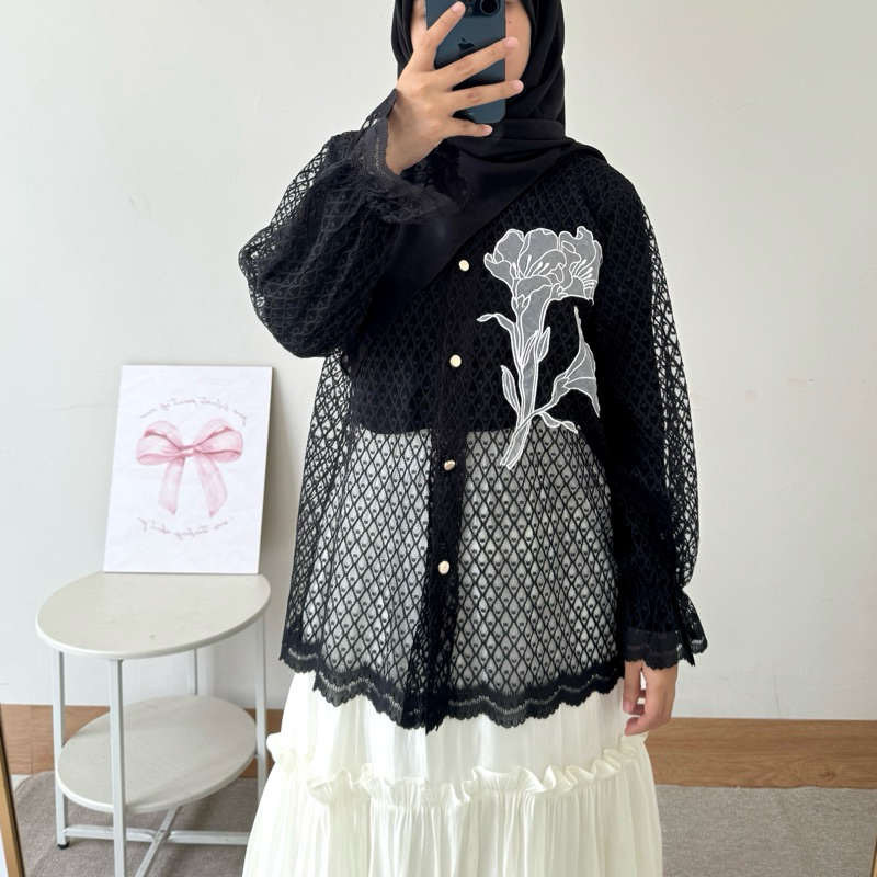 Ghia Outer Brukat | Blouse Brokat Tile Lace Motif Bunga