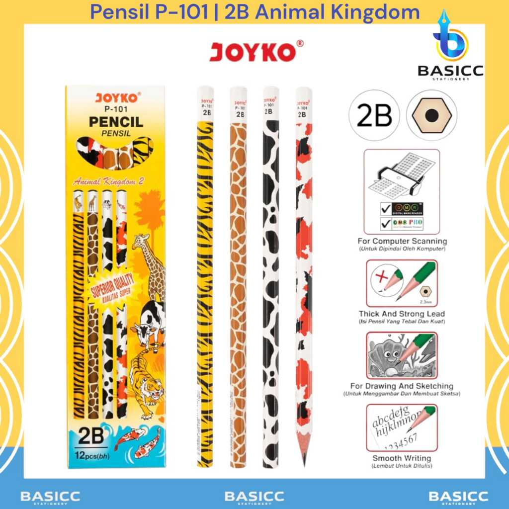 

Joyko Pencil Pensil P-101 2B Animal Kingdom | @1Ktk=12Pensil