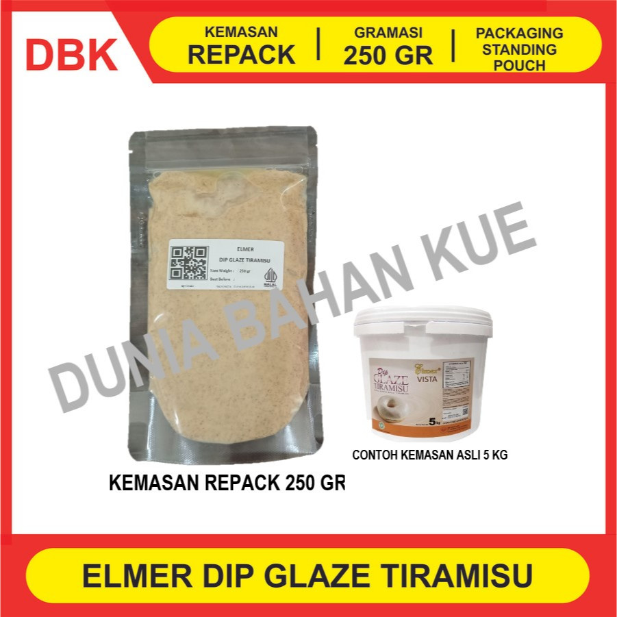 

ELMER DIP GLAZE 250 GR - TOPPING DONAT PISANG NUGGET - TIRAMISU