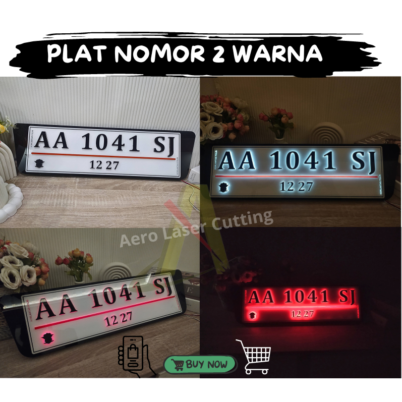 PLAT NOMOR MOBIL AKRILIK 2 WARNA/PLAT MOBIL MEWAH NYALA/PLAT MOBIL SULTAN