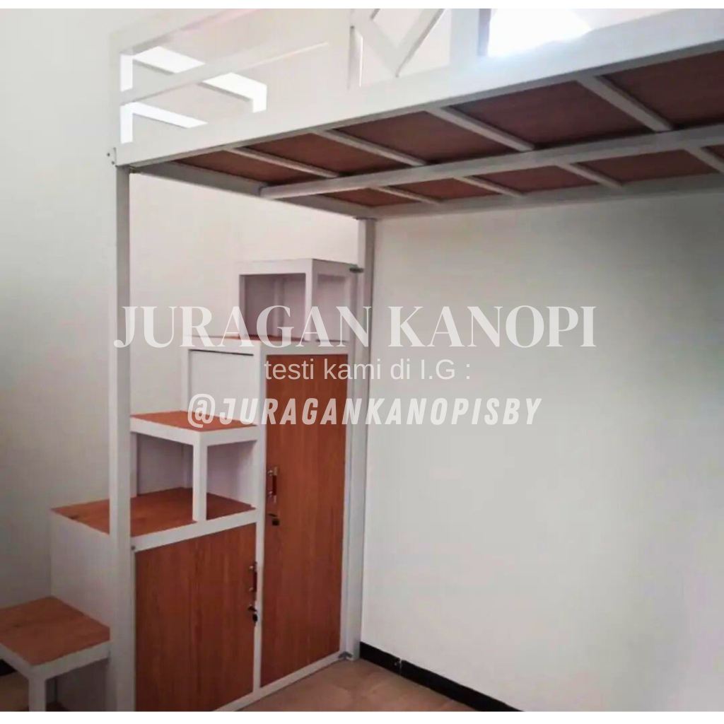 Mezzanine bed railing besi - tangga lemari laci