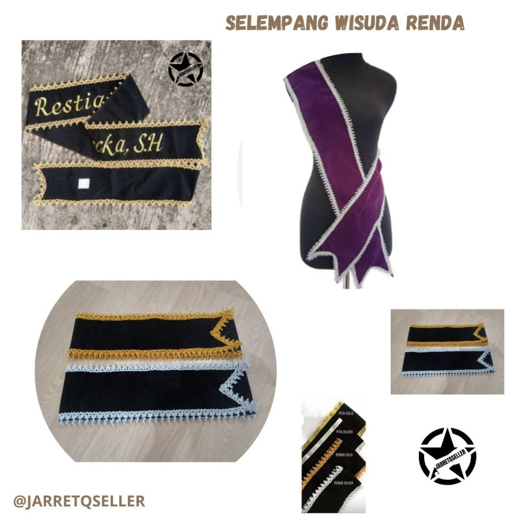 🆕 Selempang Wisuda Polos Renda || Selempang Sash || Selempang Wisuda Leher Polos Renda || Selempang 