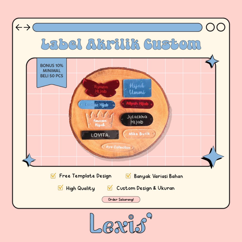 Label Produk Akrilik / Rebranding Untuk Hijab / Label Merk Hijab / Akrilik Jilbab / Kerudung Acrylic