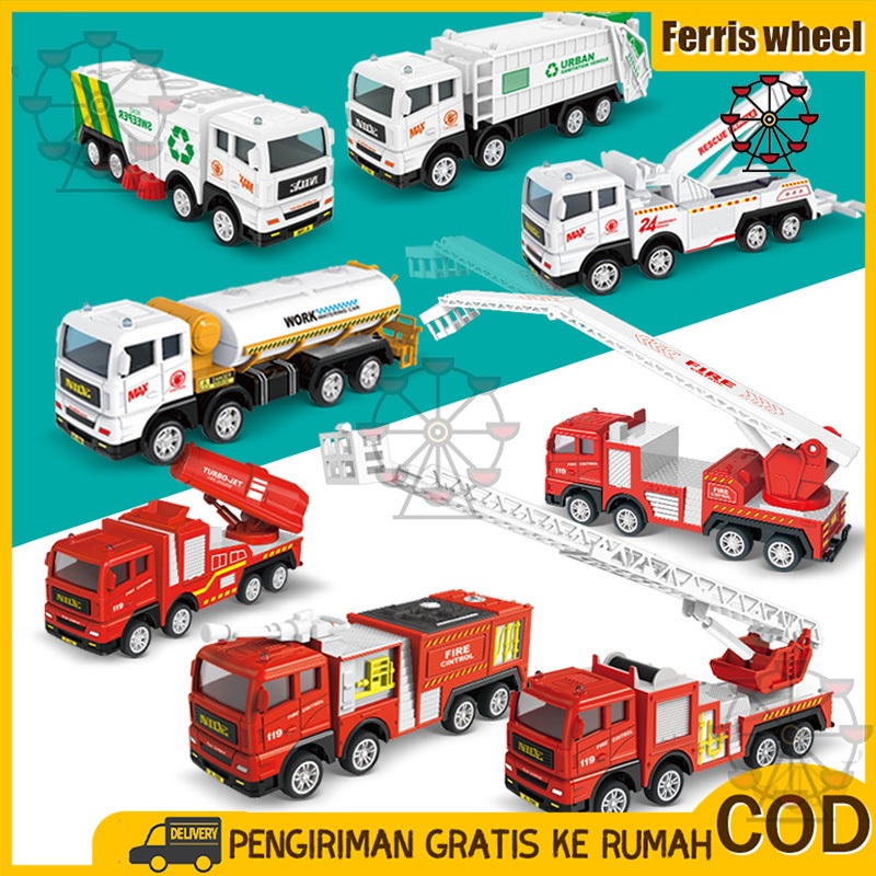 Ferris Wheel 1:55 Mobil Mainan Pemadam Kebakaran Miniatur mainan kendaraan konstruksi  Mainan truk s