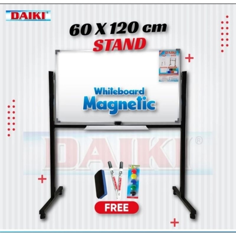 

Daiki White Board Single Face Stand Magnetik 60 x 100 cm / 60 x 120 cm.