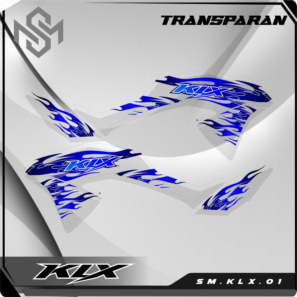 Striping Kawasaki KLX BF SE 150 Motif Api Stiker Transparan KLX