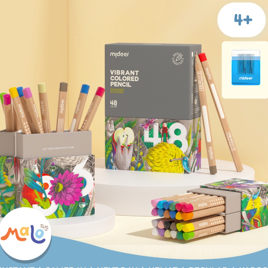 

MALOTOYS Mideer Vibrant Colored Pencil 24 36 48 Colors Pensil Warna Art Menggambar Mewarnai Edukasi Anak Warna Warni Malo Toys