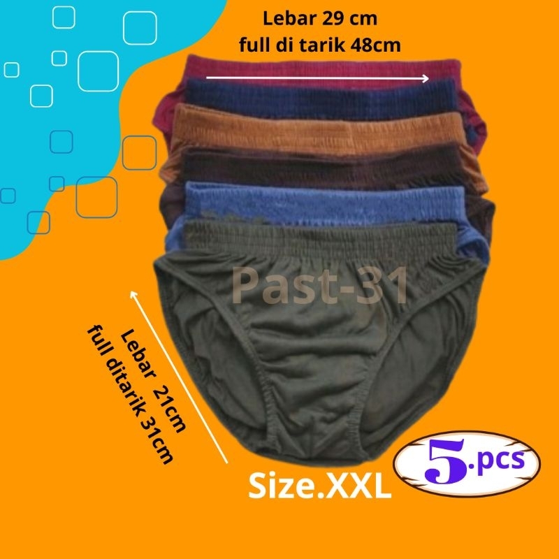 Celana Dalam Dewasa Size XXL isi 5 Pcs Cd Pria Ukuran Dewasa Motif Polos Terlaris