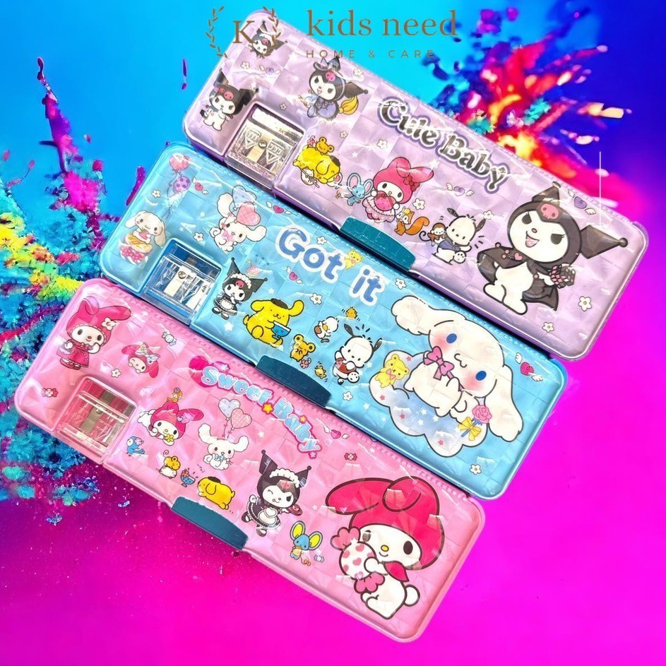 

Hemat Keras Tempat Pensil Magnet Karakter 2 Sisi Kotak Pensil Magnet Karakter Dengan Rautan Mini Pensil Case Sanrio Kuromi Hologram Lucu