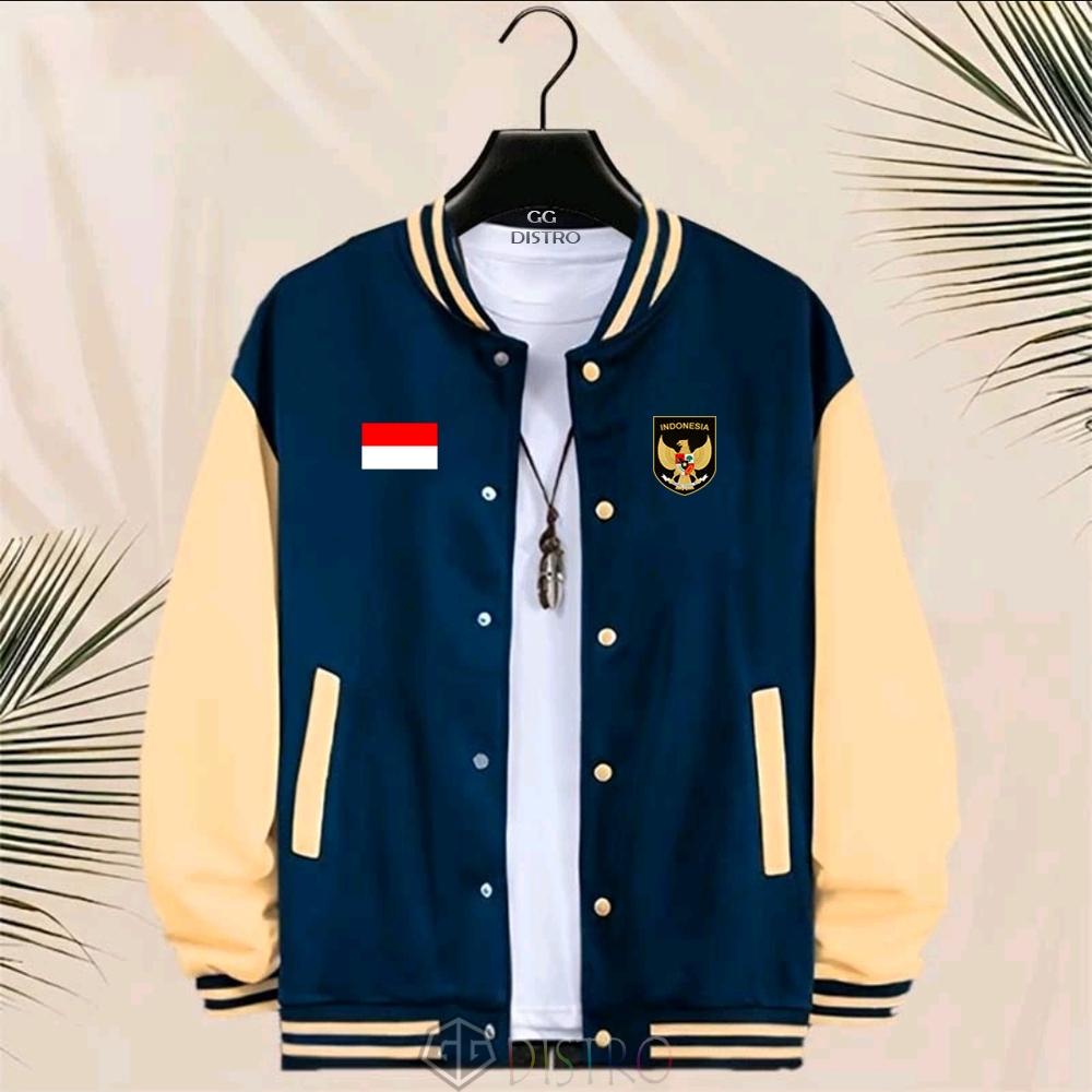 COD - Jacket Unisex Baseball Kancing Jacket Varsity Garuda 02 Bendera Merah Putih Bekan Pria Print 5