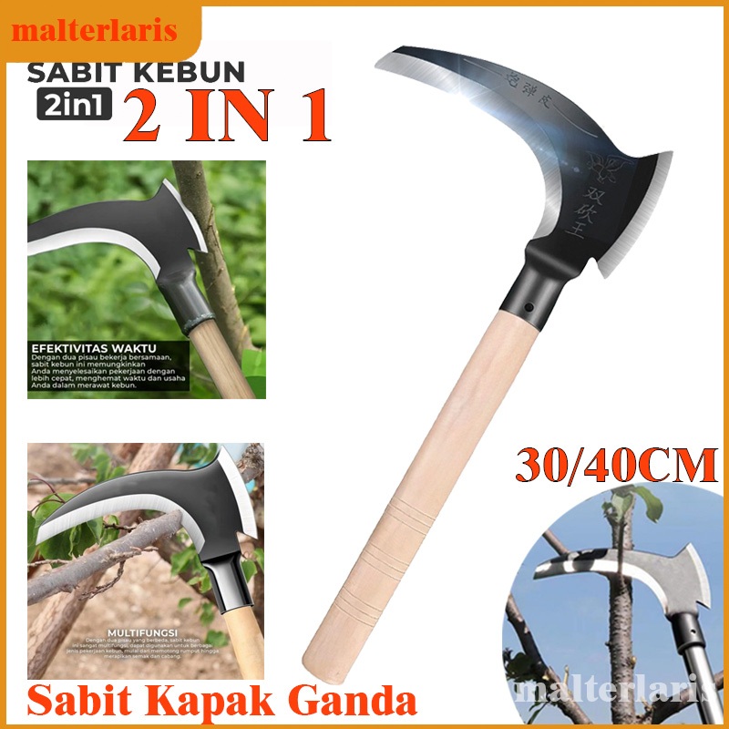 Sabit Arit Rumput Baja Asli Sabit Kapak Ganda Alat Pemotong Ranting Pohon Alat Panen Padi Potong Rum