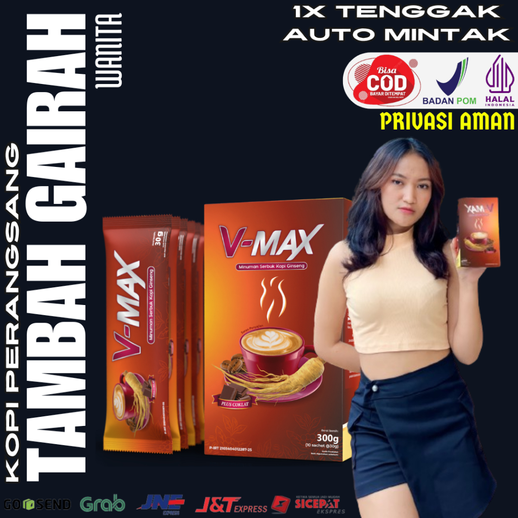 Vmax Suplemen Serbuk Stamina Wanita Rasa Cokelat Minuman Pperangsang gairah sexsual wanita Kopi Pena