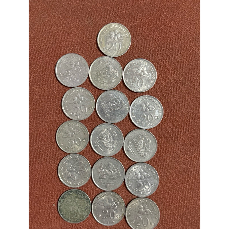 koin warna perak 20 sen malaysia