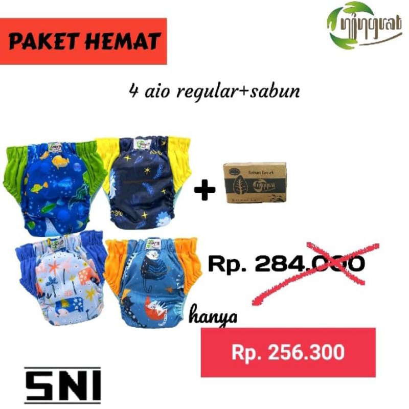 Clodi Celana Ningrat Aio Reguler 5-16kg Popok Kain Bayi Cuci Ulang Anti Bocor SNI