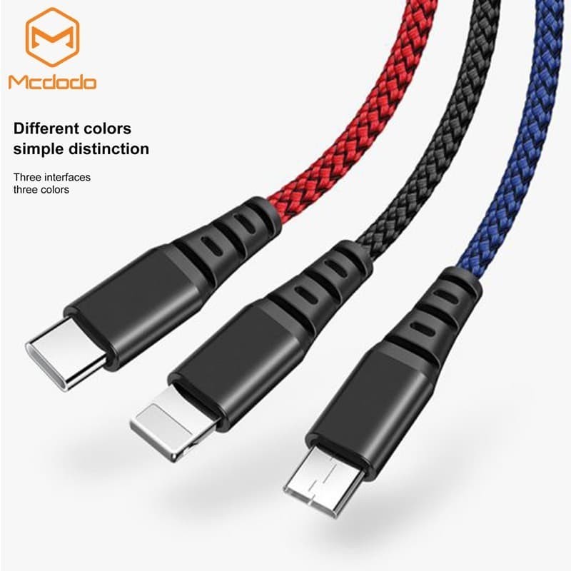 Begafiam - Kabel Charger Mcdodo 3In1 Micro Usb / Type C / Lightning 1.2M Ca-622
