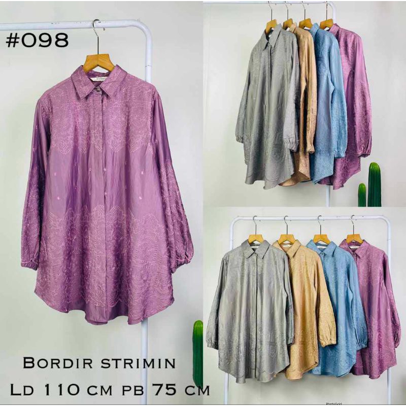 KEMEJA BLOUSE ATASAN KATUN SILK BORDIR STRIMIN BY DUBAI