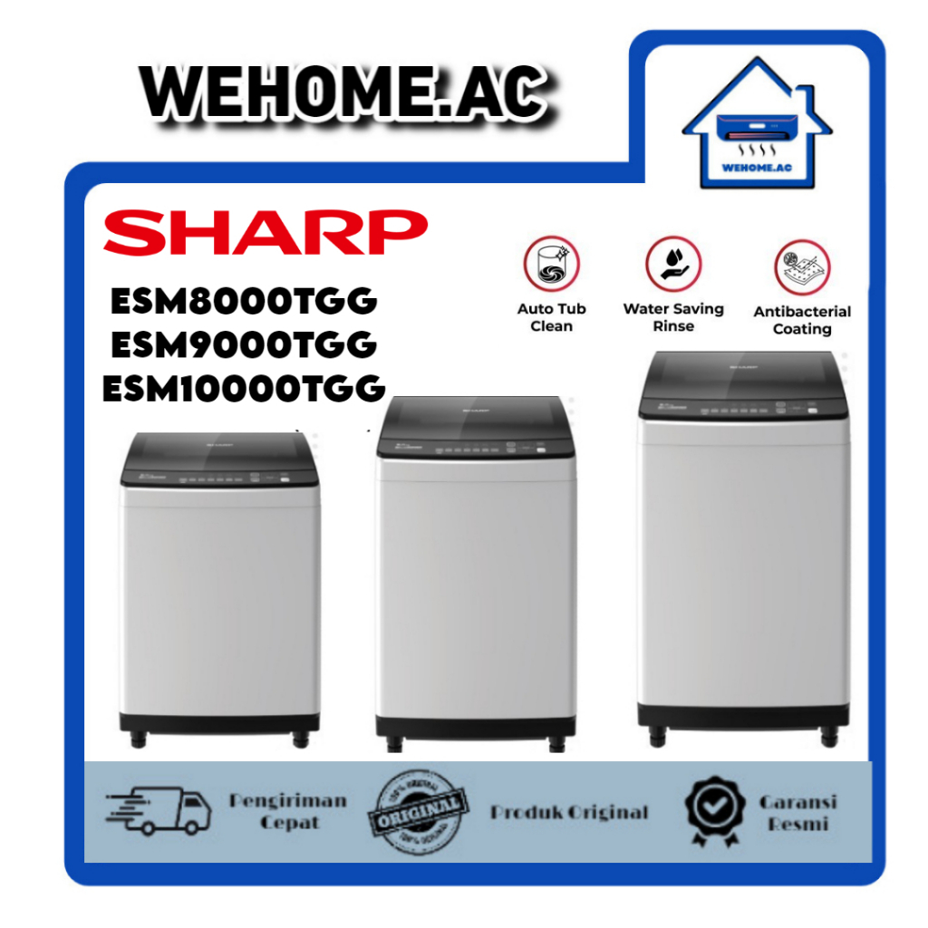 Mesin Cuci Sharp 1 Tabung ESM8000TGG / ESM9000TGG / ESM10000TGG Mesin Cuci Satu Tabung 8KG / 9KG / 1
