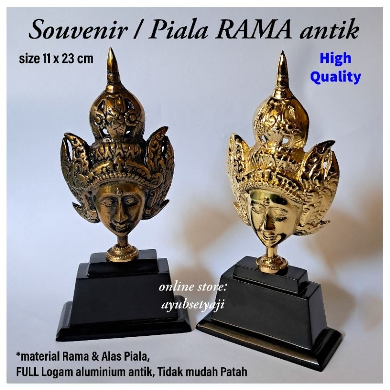 Souvenir Piala RAMA Logam antik ukir Dekorasi HOTEL Patung Rama Pajangan Lemari Hiasan Meja Piala Lo