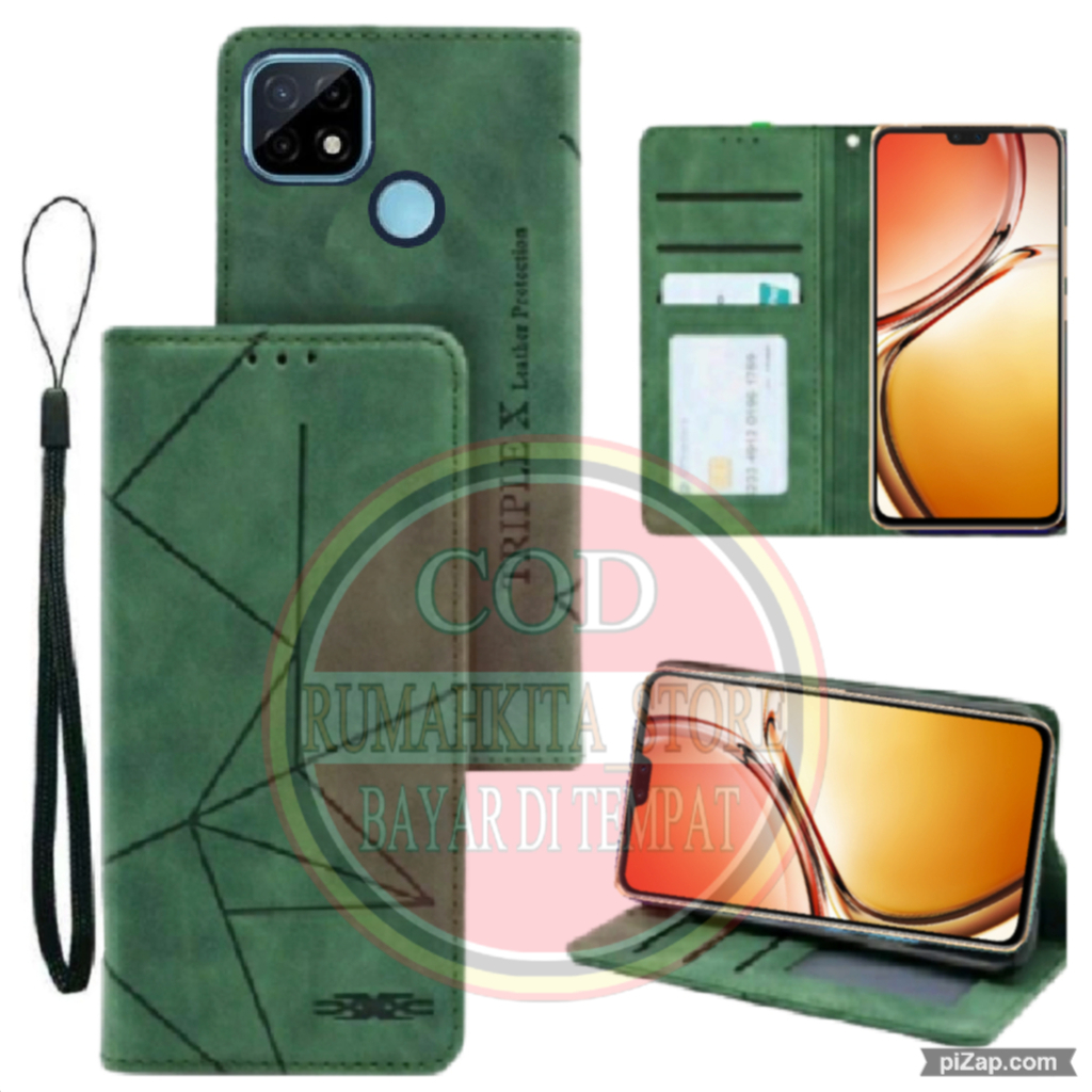 CASE HP REALME C21 MOTIF MAGNET CASE KULIT - CASING DOMPET-FLIP COVER-SARUNG HP